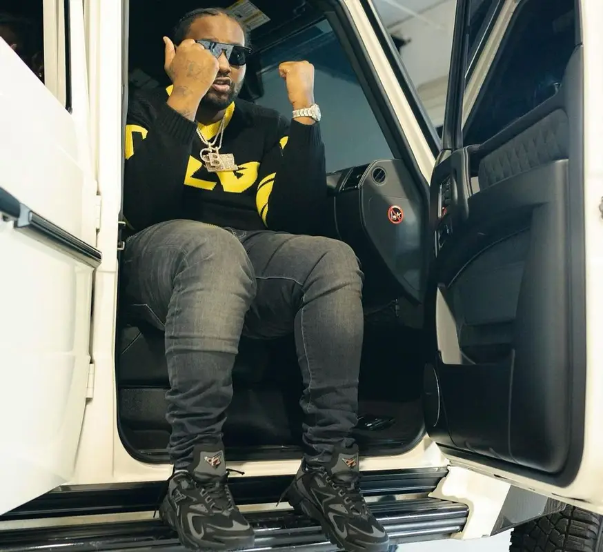 Peezy outfit in Amiri and Louis Vuitton, 2022