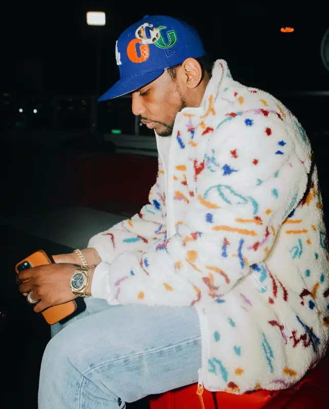Fabolous outfit in John Elliott, Gallery Dept., and Nike, 2022