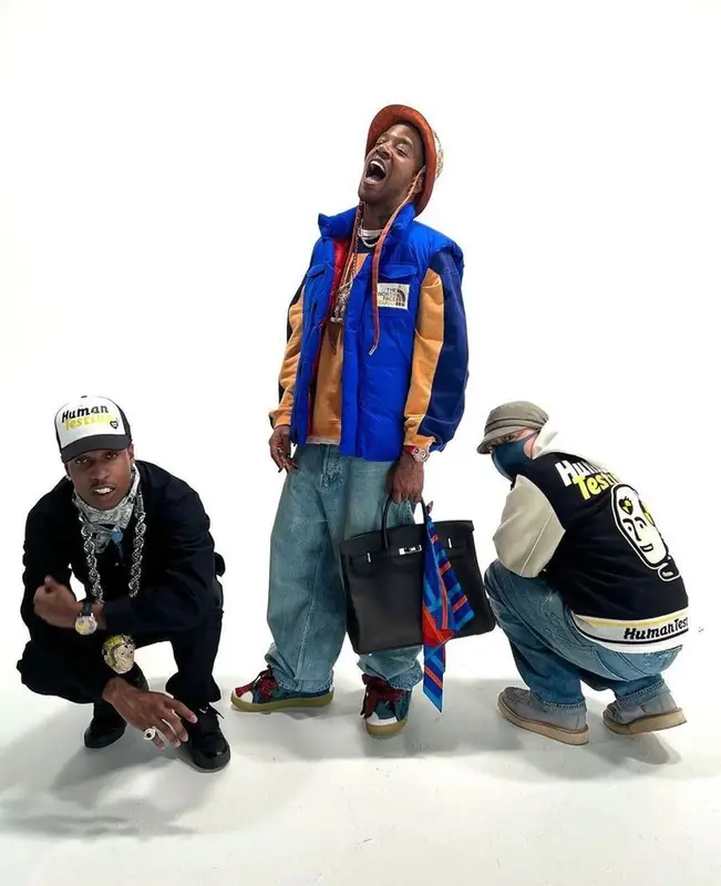 Kid Cudi outfit in Hermes, Gucci, and The North Face, 2022