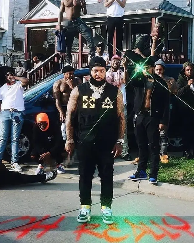 Doe Boy outfit in Off-White, Amiri, and Heron Preston, 2022