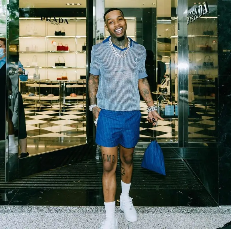 Tory Lanez outfit in Dior and Nike, 2022