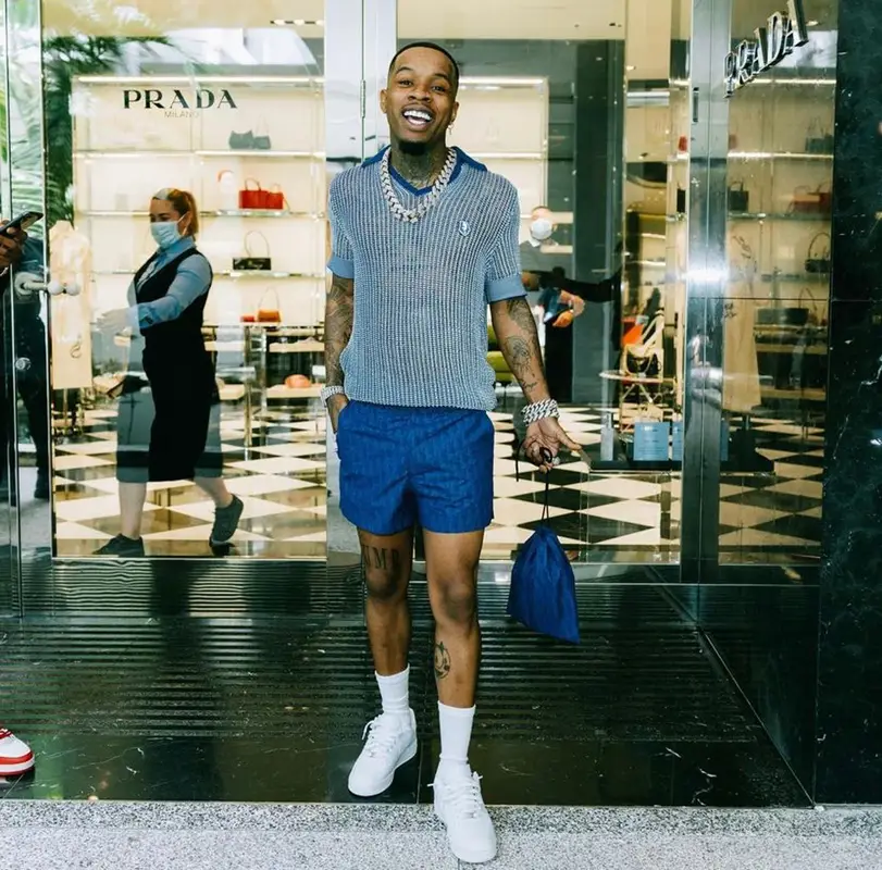 Tory Lanez outfit in Dior and Nike, 2022