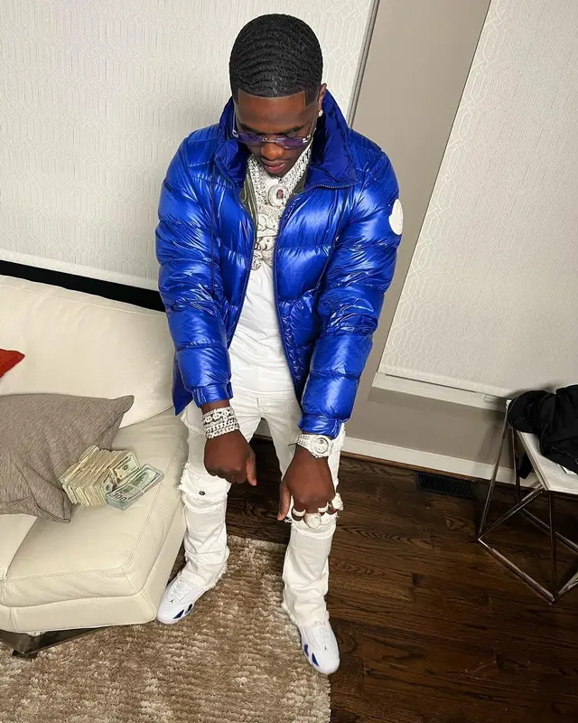 Bankroll Freddie outfit in Moncler, Valabasas, and Jordan, 2022