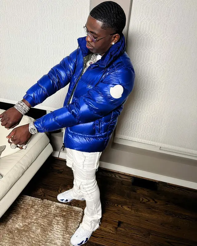 Bankroll Freddie outfit in Moncler, Valabasas, and Jordan, 2022