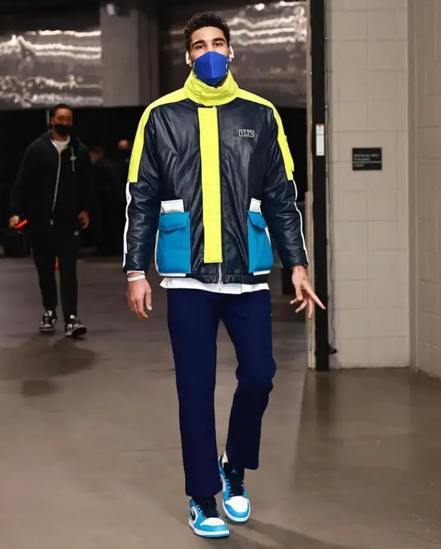 Jayson Tatum outfit in Valentino, Jordan, and Henry Mask, 2022