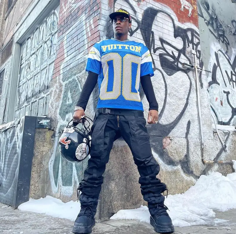 Bloody Osiris outfit in Jean Paul Gaultier, Louis Vuitton, and Xenith, 2022