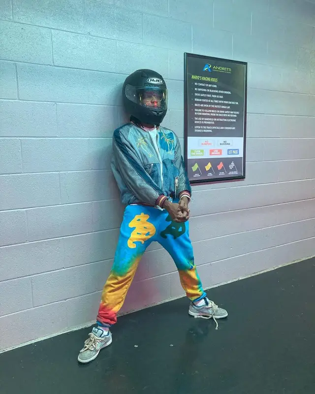Ian Connor outfit in Two Seven, Gucci, and HJC Helmets, 2022