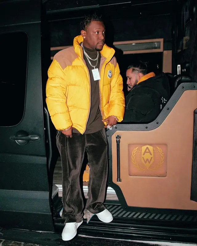 HitBoy outfit in Moncler, Celine, and Palm Angels, 2022