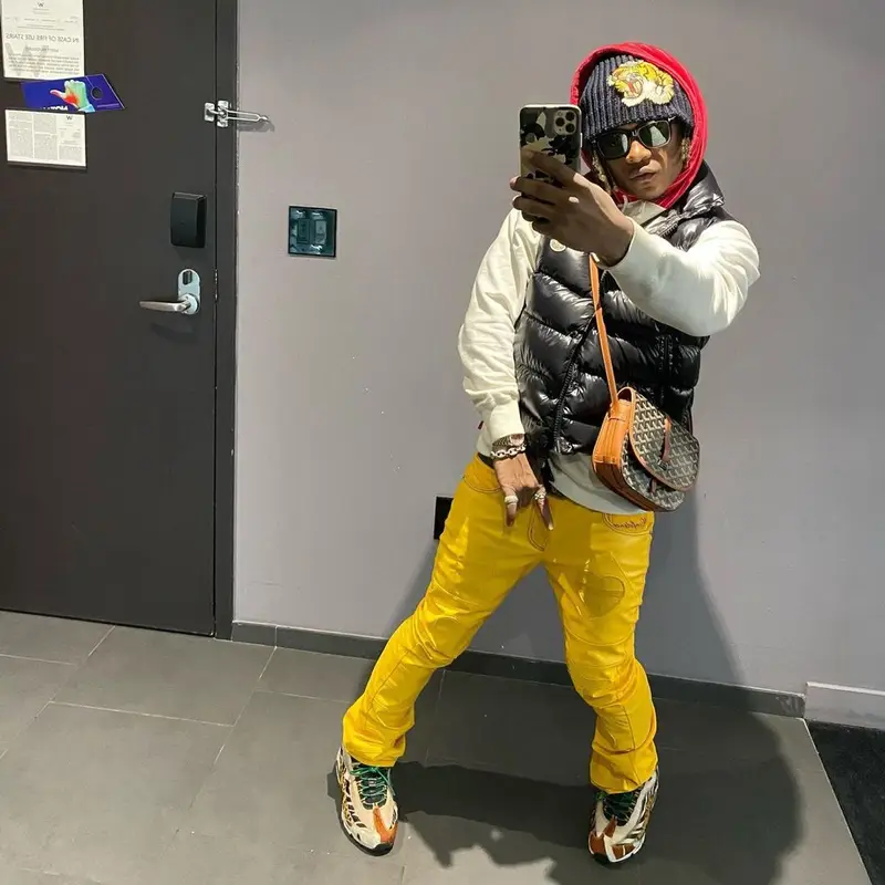 TyFontaine outfit in Moncler, Supreme, and Goyard, 2021