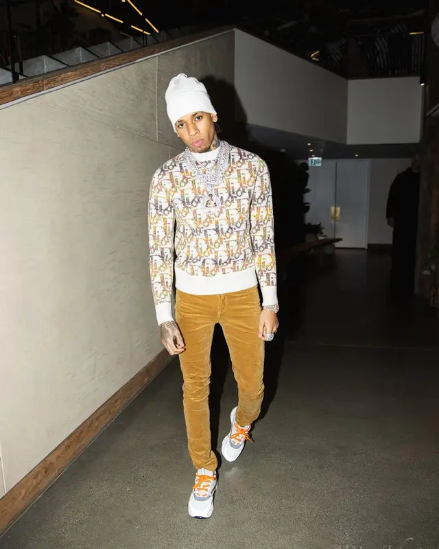 NLE Choppa outfit in Dior, Monfrere, and Moose Knuckles, 2022