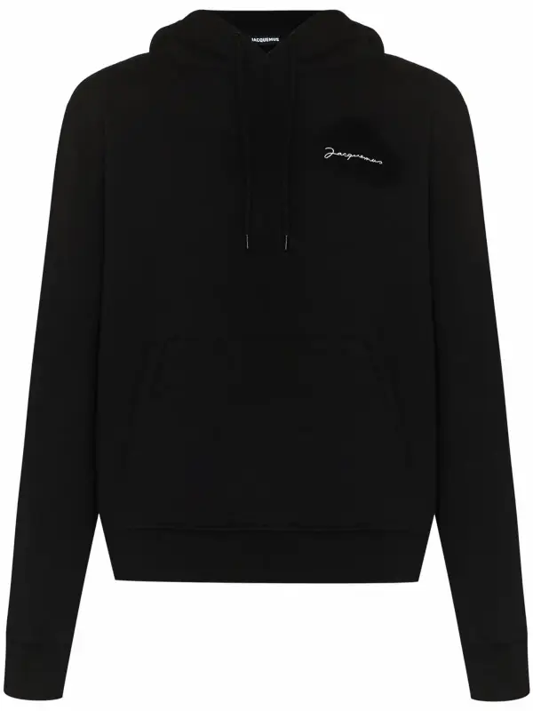 Jacquemus Logo-Embroidered Cotton Black Hoodie $285