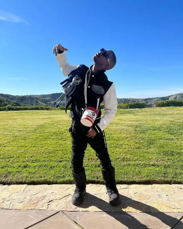Kid Cudi outfit in Rick Owens and Louis Vuitton, 2022