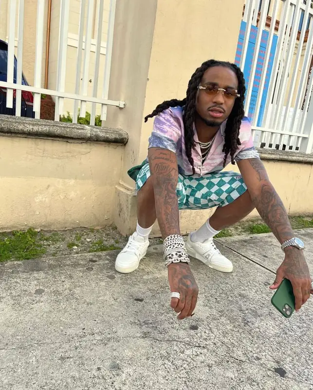 Quavo outfit in Louis Vuitton, 2022