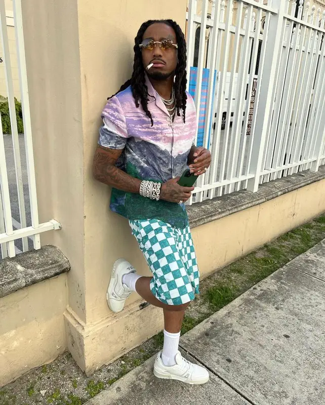 Quavo outfit in Louis Vuitton, 2022