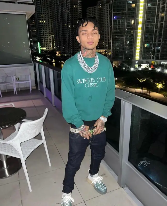 Swae Lee outfit in B.B. Simon, Supreme, and New Era, 2022