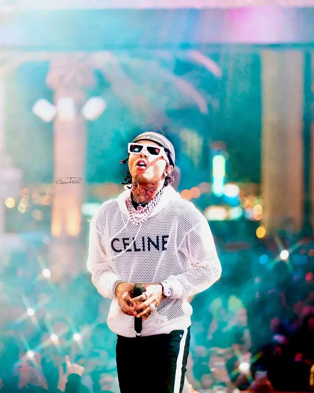 Swae Lee outfit in Celine and Louis Vuitton, 2022