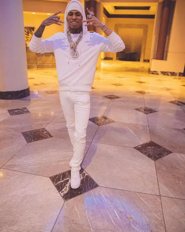 NLE Choppa outfit in Balmain, Monfrere, and Moose Knuckles, 2022