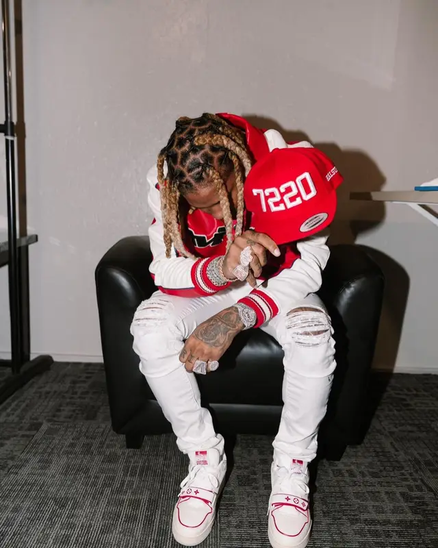 Lil Durk outfit in Avirex, Dior, and Monfrere, 2022