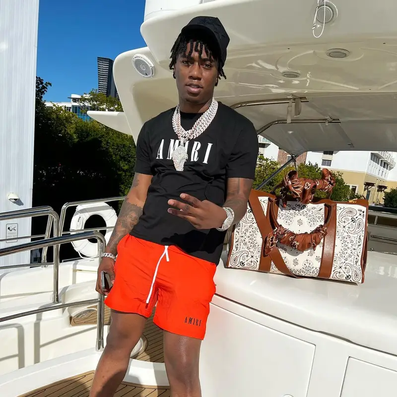 Fredo Bang outfit in Amiri, 2022