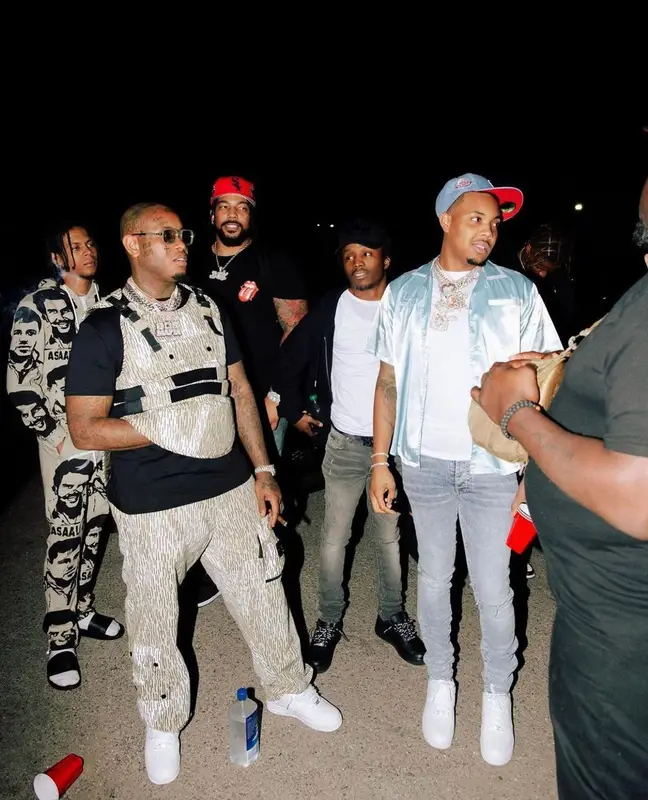 G Herbo outfit in Amiri, Nike, and New Era, 2021