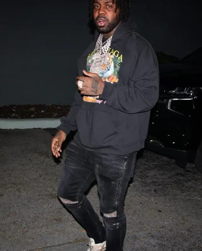 EST Gee outfit in Balenciaga and Amiri, 2022