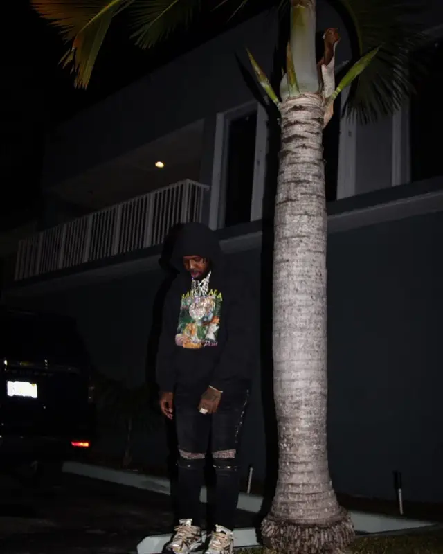 EST Gee outfit in Balenciaga and Amiri, 2022