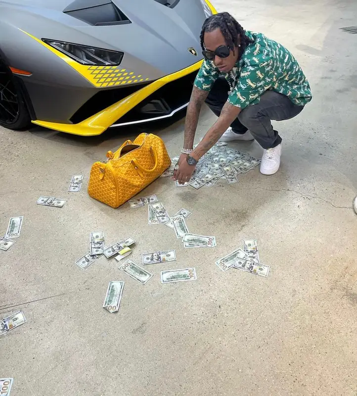 Rich The Kid outfit in Monfrere, Goyard, and Marni, 2022
