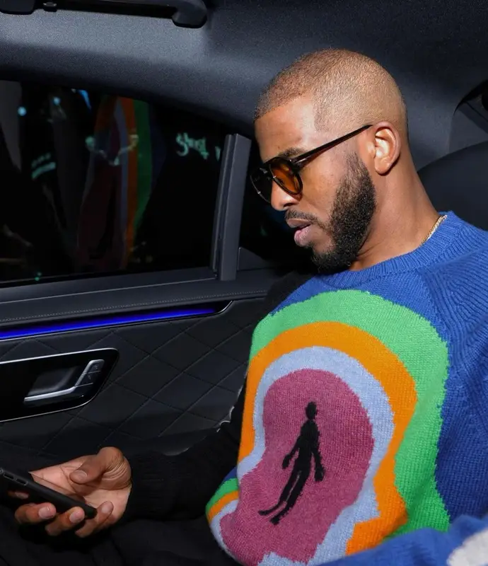 Chris Paul outfit in The Elder Statesman, Nike, and Illesteva, 2022
