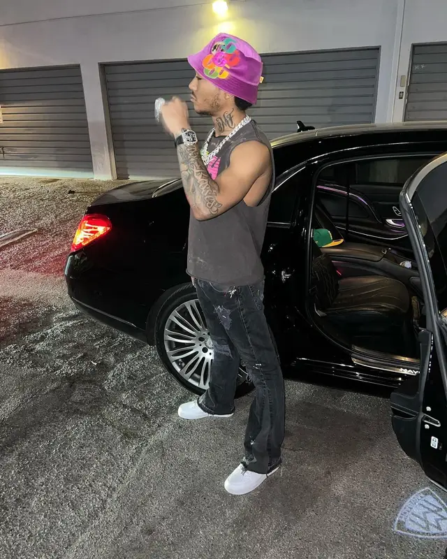 Lil Meech outfit in Nike and Gallery Dept., 2022