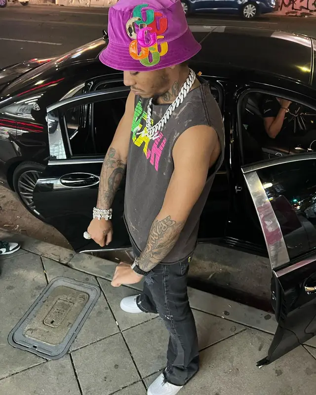 Lil Meech outfit in Nike and Gallery Dept., 2022