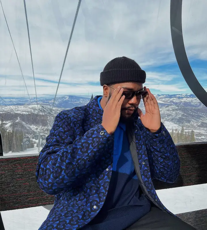 Khalid outfit in Burberry, Loewe, and Kenzo, 2022