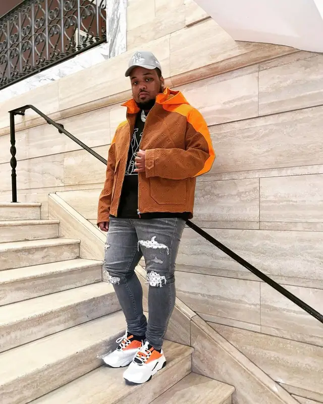 Jerry Production outfit in Louis Vuitton, NBA, and Shmeel, 2021