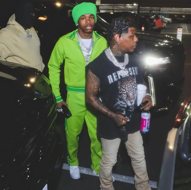Lil Baby outfit in Nike and Bottega Veneta, 2022