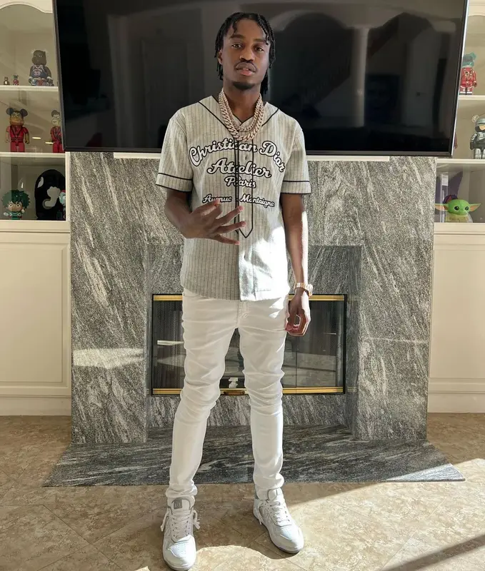 Lil Tjay outfit in Dior and Amiri, 2022
