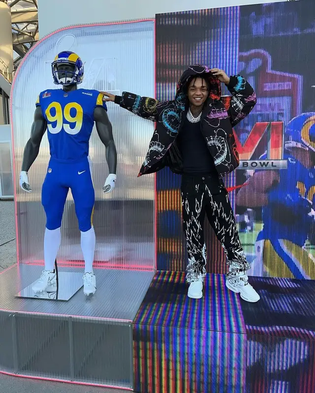 Swae Lee outfit in MSFTSrep, Formy Studio, and Balmain, 2022