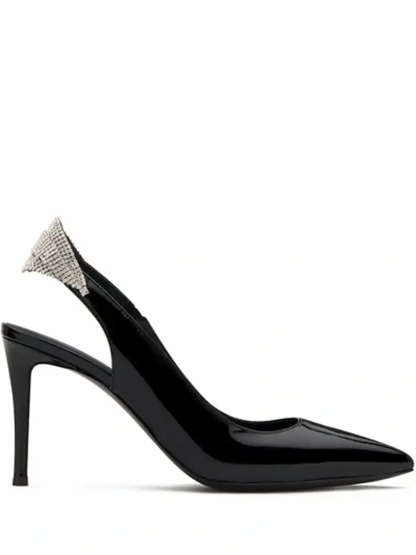 Giuseppe Zanotti Susie 85 Crystal Embellished Patent Leather Slingback Pumps $1150