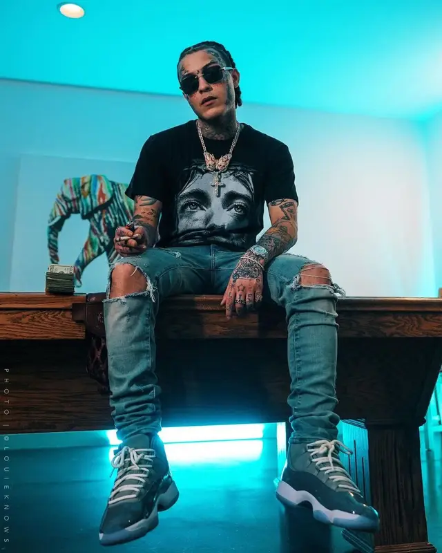 Lil Skies outfit in Amiri, Jordan, and Cartier, 2022