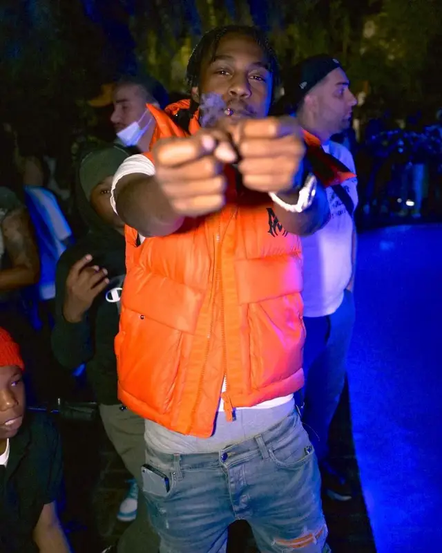 Lil Tjay outfit in Amiri, 2022