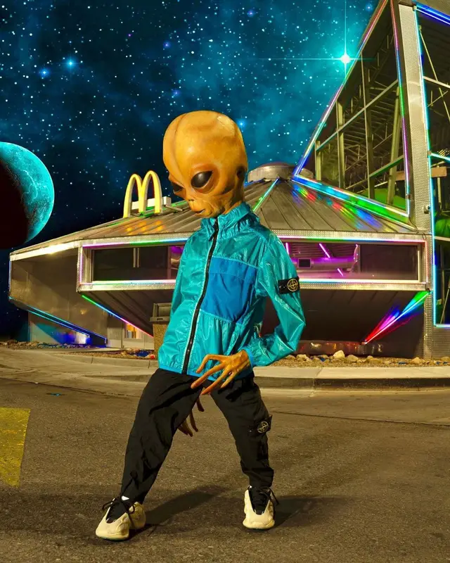 Lil Mayo outfit in Stone Island and Adidas, 2021