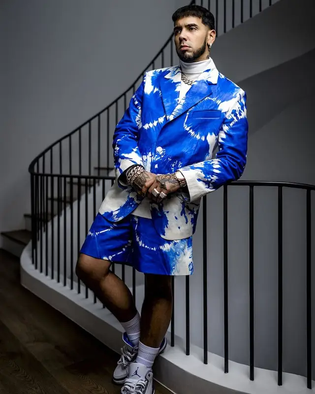 Anuel AA outfit in Louis Vuitton and Jordan, 2022