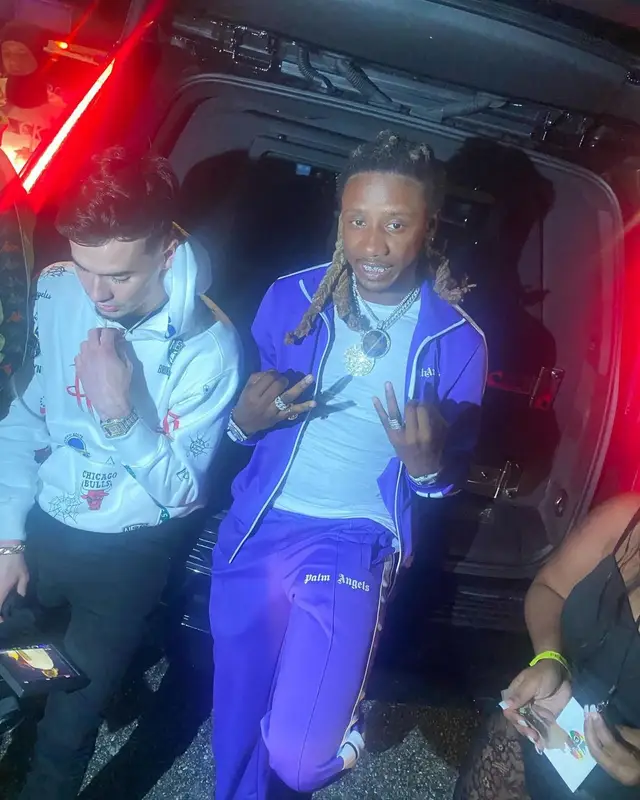 100k Track outfit in Palm Angels and Amiri, 2022