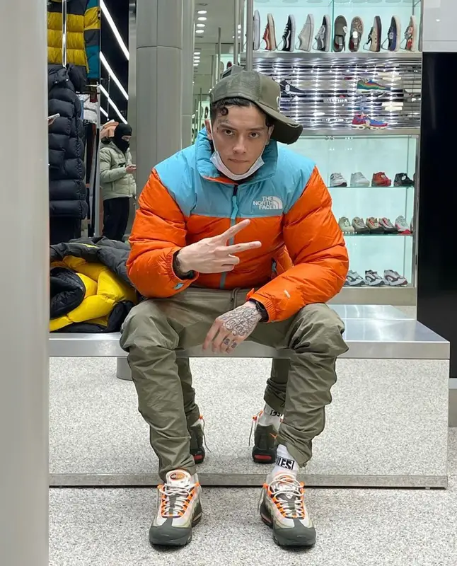 Central Cee outfit in The North Face, Nike, and Trapstar, 2022