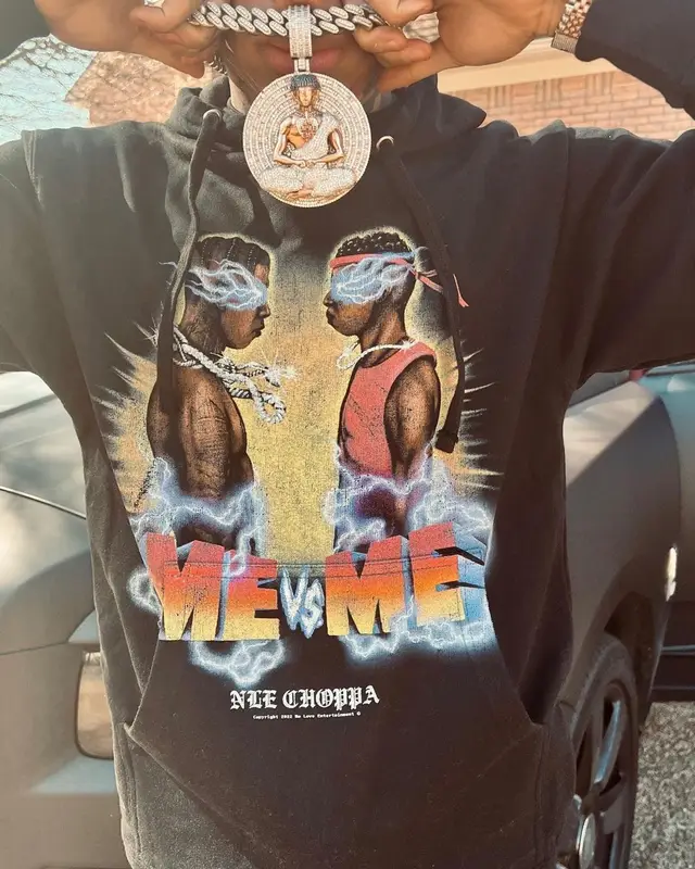 NLE Choppa outfit in NLE Choppa Merch , Monfrere, and Nike, 2022