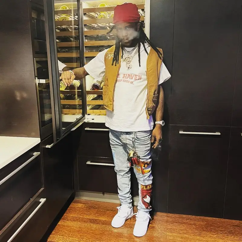 Chief Keef outfit in Amiri, Nike, and Playboy, 2022