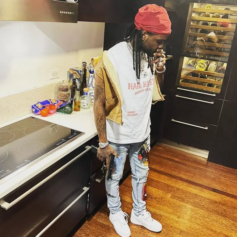 Chief Keef outfit in Amiri, Nike, and Playboy, 2022
