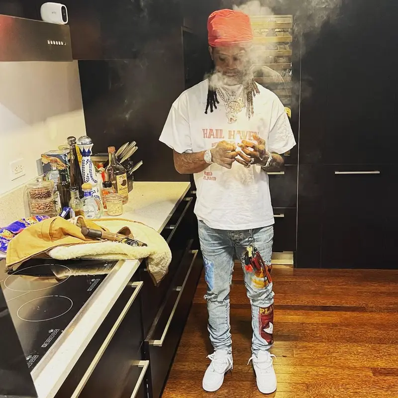 Chief Keef outfit in Amiri, Nike, and Playboy, 2022