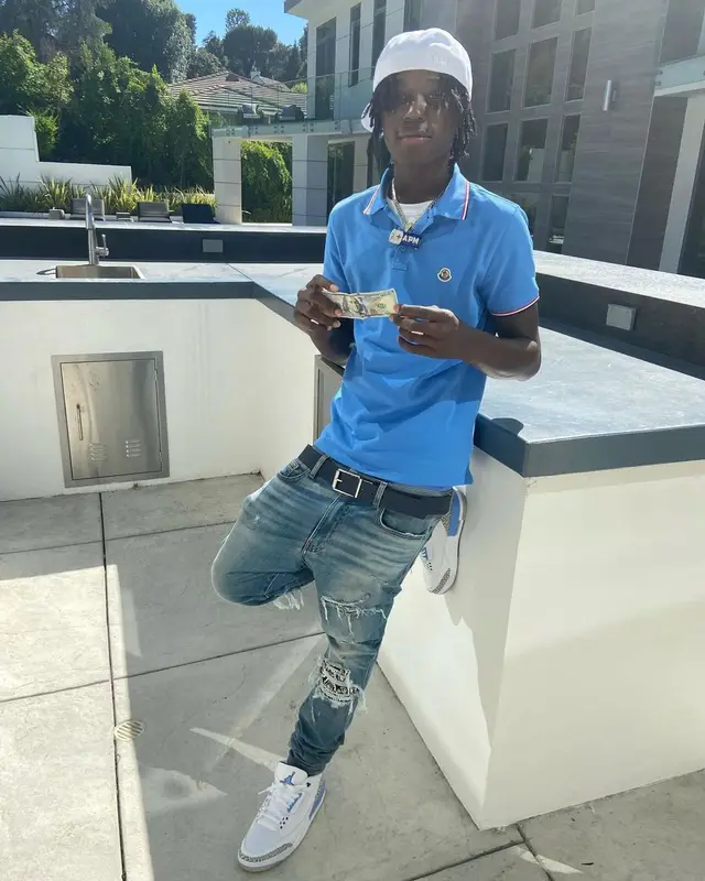 Melvoni outfit in Moncler, Amiri, and MCM, 2020