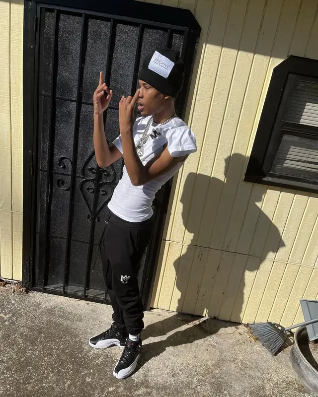 Nardo Wick outfit in Amiri, Jordan, and Palm Angels, 2022