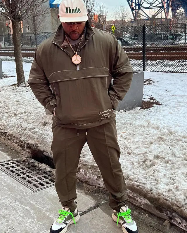 Mack Maine outfit in Dior and Rhude, 2022