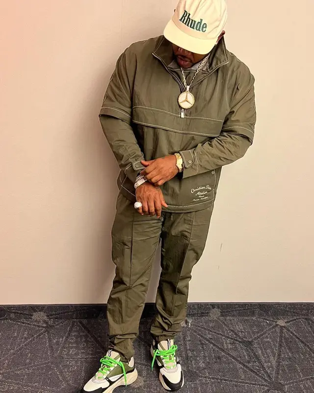 Mack Maine outfit in Dior and Rhude, 2022